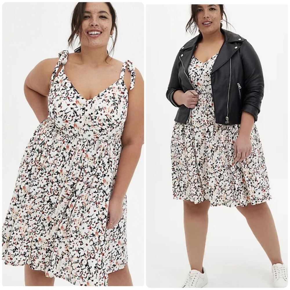 Torrid white floral colorful print flowy summer dress with pockets size 2X